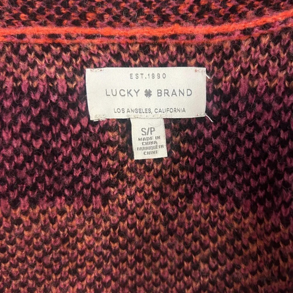 Lucky BRAND Women's Brushed Orange Plaid Duster Open Drape Cardigan Sweater - Picture 3 of 9